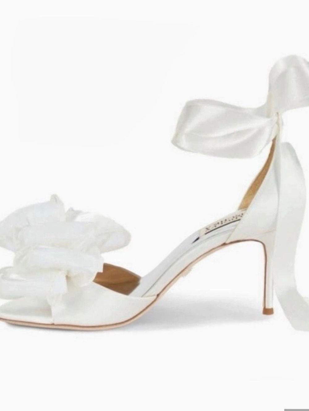 Badgley Mischka Neryssa Bow Satin Heels White Size 9.5